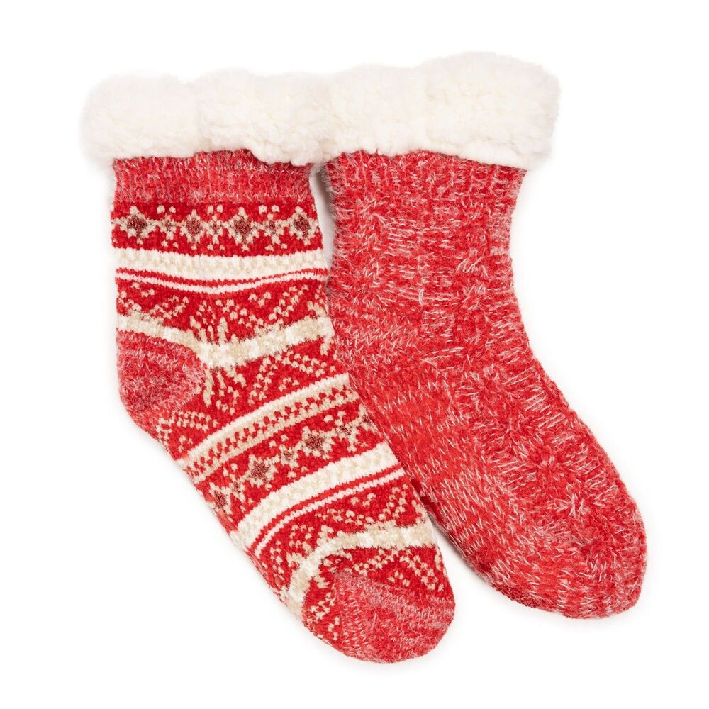 Muk Luks Women's Cabin Cozy Sock - L/XL (8-10) (2 Pairs)